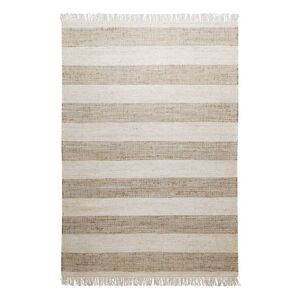 Green Loop Tapis plat tisse main a franges raye brun et beige 130x190