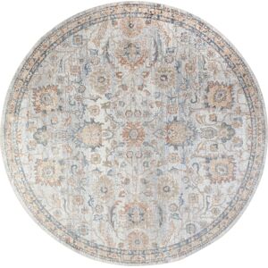 Surya Tapis Rond Vintage Lavable en Machine Gris/Jaune Ø 200 - Publicité