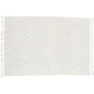 Meubles & Design Tapis rectangulaire blanc style boheme en laine 300cm