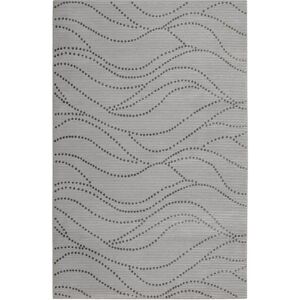 Esprit Tapis plat velours ras a relief motif gris sur fond taupe 200x290