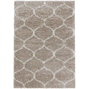 AlloTapis Tapis géométrique baroque en polypropylène beige 80x250 - Publicité