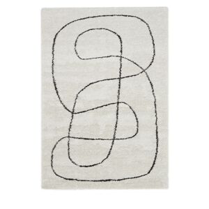 Drawer Tapis contemporain a motif organique ecru et noir 120x170 cm
