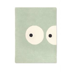 BLEUU-STUDIO Tapis enfant, Coton bio GOTS, Vert Pale et motif Blanc, 100x130cm