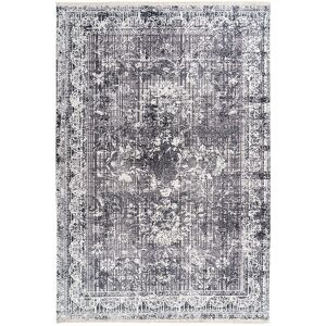 Deladeco Tapis courbe baroque en polyester gris 200x290 - Publicité