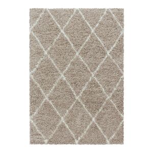 AlloTapis Tapis géométrique scandinave en polypropylène beige 80x250 - Publicité