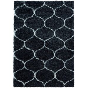 AlloTapis Tapis géométrique baroque en polypropylène anthracite 80x250 - Publicité