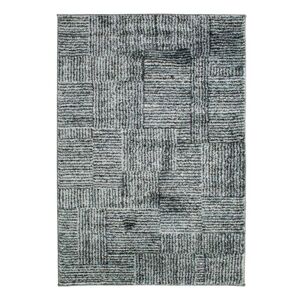 The Deco Factory Tapis toucher laineux fines rayures bleu 120x170