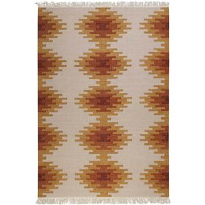 Green Loop Tapis kilim pure laine tisse main ethnique chic a franges 160x230