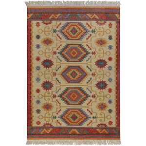 Green Loop Tapis kilim laine vintage motif ethnique chic multicolore 140x200