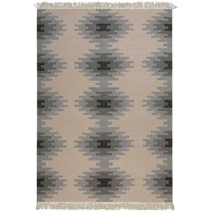 Green Loop Tapis kilim pure laine tisse main ethnique chic a franges 80x150