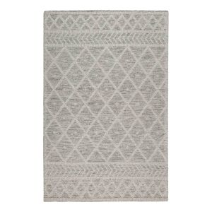 Esprit Tapis tisse main pure laine et coton melange gris et blanc 110x170