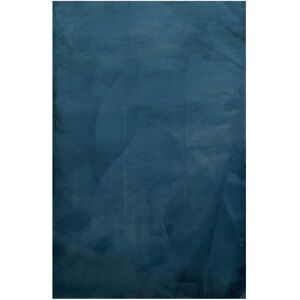 Homie Living Tapis effet peau de lapin doux tufte bleu pour salon, chambre 200x200