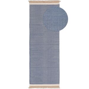Benuta Tapis de couloir en laine bleu 80x250