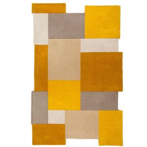 Tapis géométrique design en laine jaune 60x230