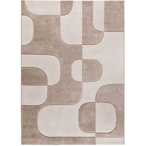 Atticgo Tapis geometrique aux formes organiques en creme, 120x170 cm