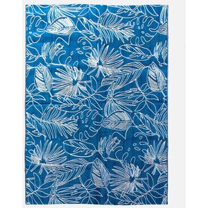 sweeek Tapis exterieur/interieur 160 x 230 bleu canard avec motif exotique blanc - Bleu