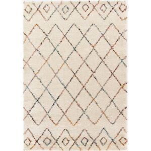 sweeek Tapis interieur shaggy 80 x 150cm poils longs. style berbere. creme et multicolore -