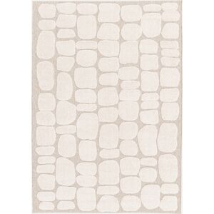 sweeek Tapis interieur motif ethnique imitation paves 120 x 170cm poils ras. beige et creme -