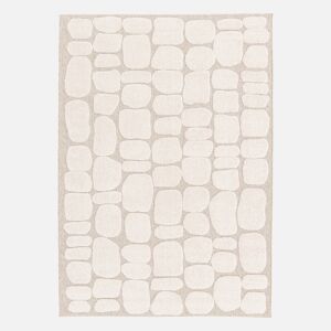 sweeek Tapis interieur motif ethnique imitation paves 200 x 290cm poils ras. beige et creme -