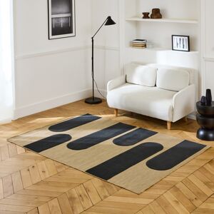 sweeek Tapis interieur/exterieur beige motif geometrique noir 120x170cm tisse plat -