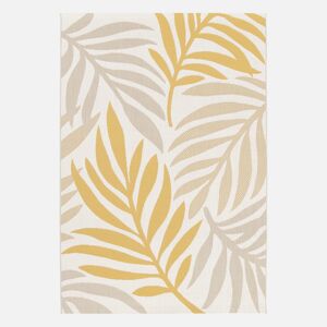 sweeek Tapis interieur/exterieur motif vegetal beige et moutarde. 200x290cm polyester recycle -