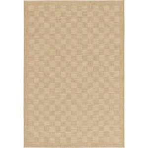 sweeek Tapis interieur/exterieur effet jute coloris naturel motif damier. 200x290cm stabilise aux UV -