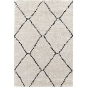 sweeek Tapis interieur shaggy. poils longs. 160x230cm style berbere. blanc et noir. Texture douce et volumineuse. Facile a entretenir. Garantie 2 ans. Livraison rapide. -