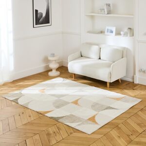 sweeek Tapis interieur motifs retro poils ras creme 200 x 290cm -