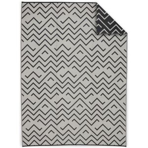 sweeek Tapis d?exterieur 270x360cm SYDNEY - Rectangulaire. motif vagues noir / beige. jacquard. reversible. indoor / outdoor -