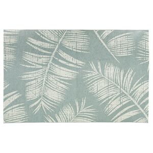 ALTEREGO Tapis design 'SEQUOIA' 200x290 cm bleu avec motifs feuilles de palmier - intérieur / extérieur