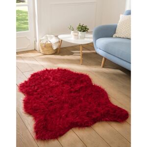 Blancheporte Tapis poils forme peau de bête - Blancheporte Rouge Tapis : 140x200cm