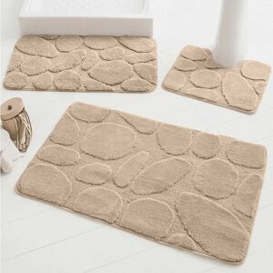 Tapis de bain motif galets - Blancheporte Beige Contour : 50x40cm