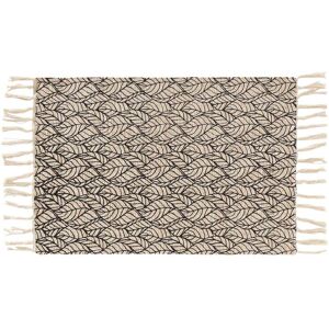 Tapis rectangulaire finition franges, motif feuillage - Blancheporte Beige Tapis : 120x170cm