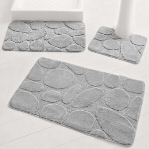 Tapis de bain motif galets - Blancheporte Gris Contour : 50x40cm