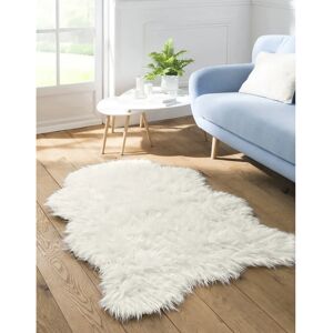 Tapis poils forme peau de bete - Blancheporte Écru Tapis : 50x80cm