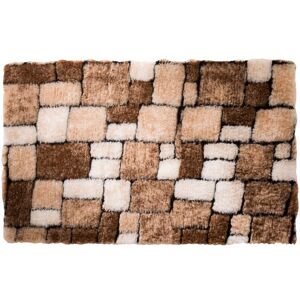 Tapis de bain mosaïque toucher peluche - Blancheporte Marron Tapis de bain : 50x80cm