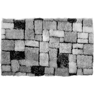 Blancheporte Tapis de bain mosaïque toucher peluche - Blancheporte Gris Contour : 50x40cm