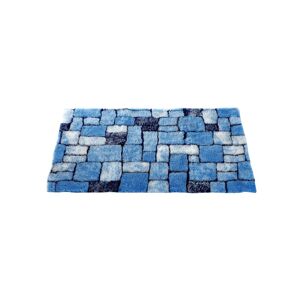 Blancheporte Tapis de bain mosaïque toucher peluche - Blancheporte Bleu Contour : 50x40cm