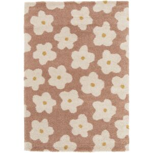 No name Flora I - Tapis contemporain à motif floral - Couleur - Vieux rose, Dimensions - 160x230 cm