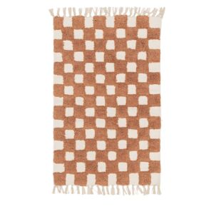 No name Dam - Tapis damier rouille - Couleur - Rouille, Dimensions - 200x290 cm