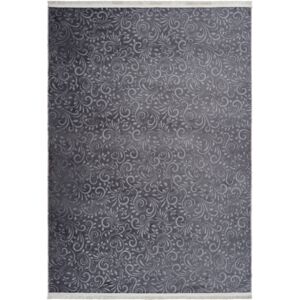 AlloTapis Tapis baroque avec franges lavable en machine Toledo Graphite  120x160 - Publicité