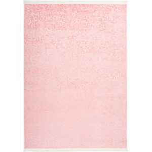 AlloTapis Tapis baroque avec franges lavable en machine Toledo Rose  80x280 - Publicité