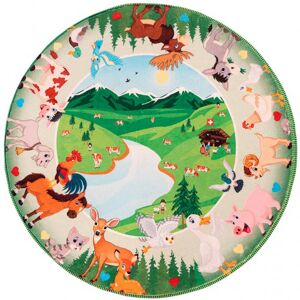 Deladeco Tapis rond pour chambre enfant multicolore Mountains - Publicité