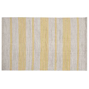 Miliboo Tapis / Descente de lit rectangulaire beige a rayures jaunes 50 x 80 cm CABOURG