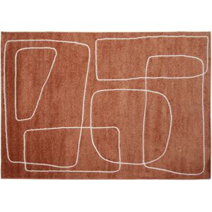 Miliboo Tapis rectangulaire motif line art terracotta et blanc 160 x 230 cm TIANA - Publicité