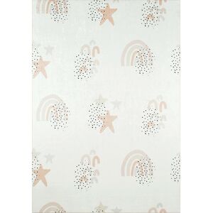 Nazar Tapis enfant rectangulaire etoiles et arcs-en-ciel polyester - Happy creme