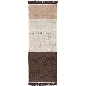 NANIMARQUINA tapis TRES STRIPES 80x240 cm (Chocolat / Gris - Laine et feutre de Nouvelle-Zélande)