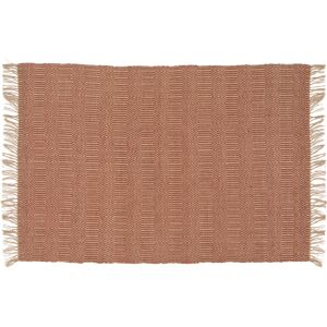 Tapis rectangulaire a franges en jute naturel tisse main a poils ras