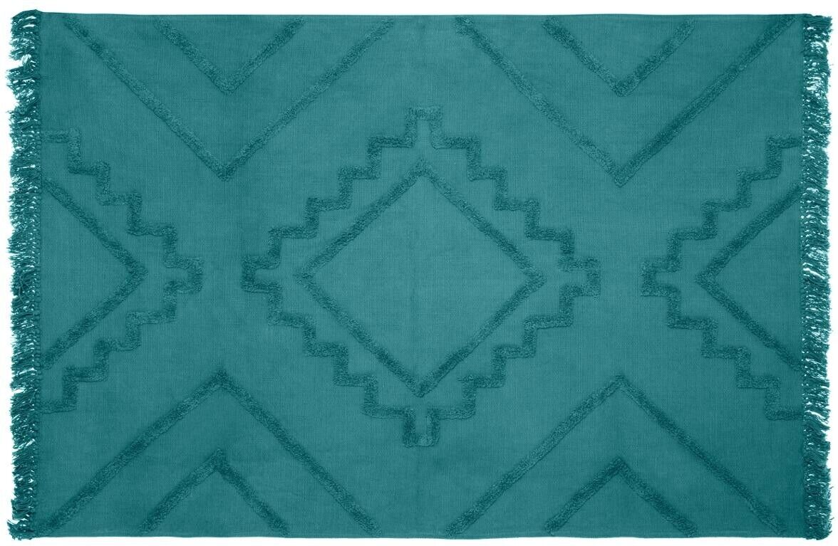 Atmosphera Tapis en coton tufté "Inca" bleu 120x170 cm