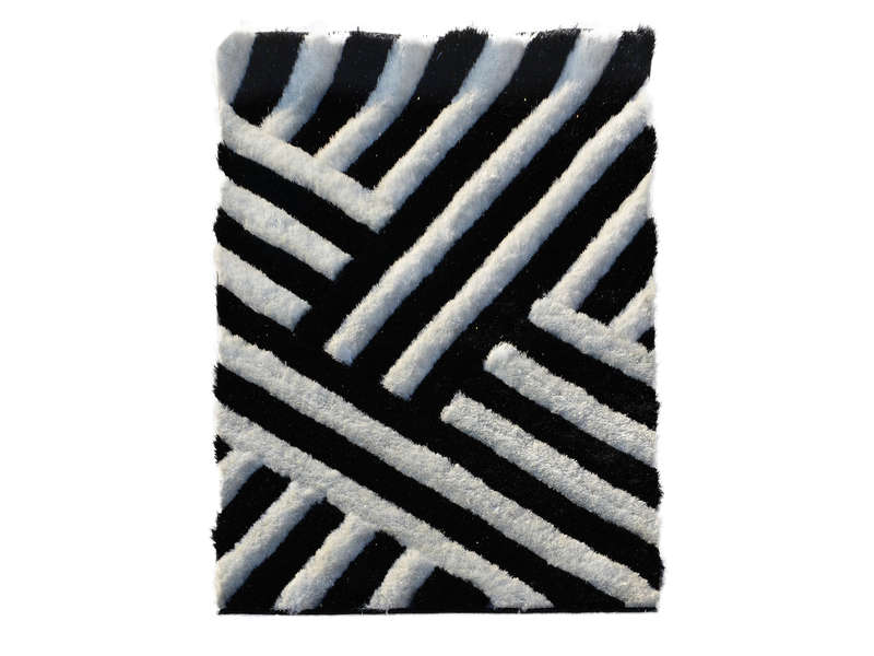 Conforama Tapis 120x170 cm DOMI CROISE coloris blanc/ noir